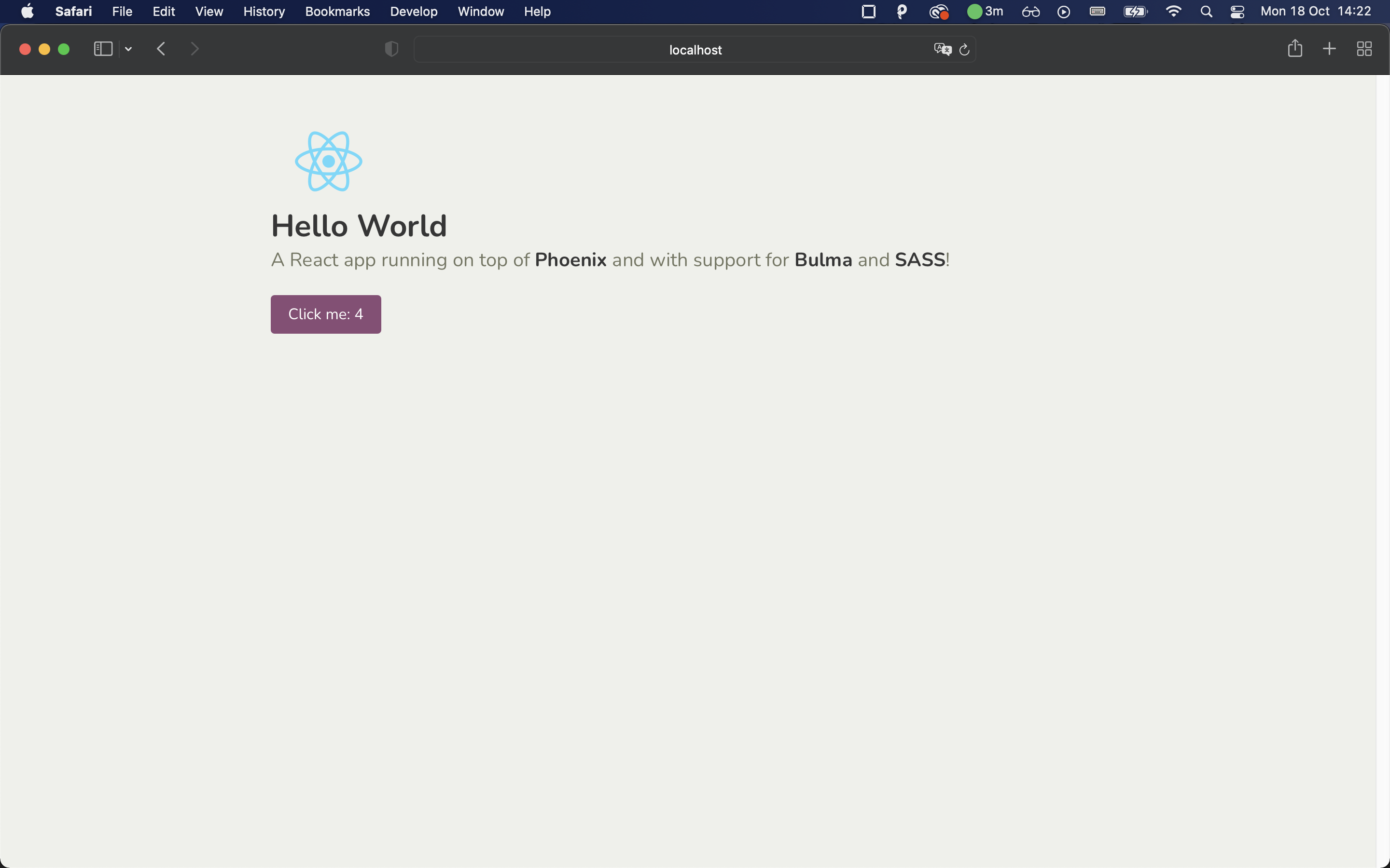 Our final product: React application running over Phoenix